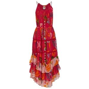 Farm Rio ♡ Mixed Fruits Ocean Tiered Midi Dress